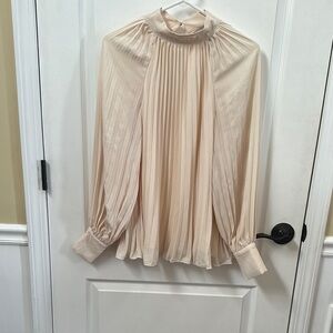 H & M Elegant Beige Pleated Blouse